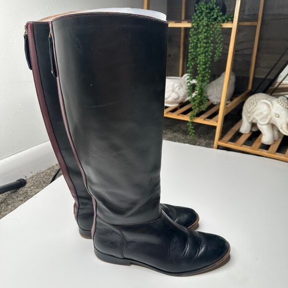 Zara Black Leather Knee High Riding Boots - Picture 3 of 6